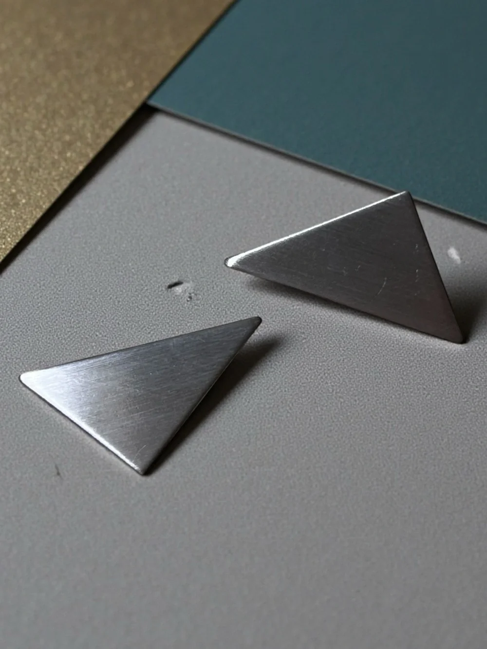 Minimalist Triangle Steel Loop  Earrings - Silver
